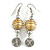 Daffodil Yellow Glass Bead with Wire Element Drop Earrings In Silver Tone - 6cm Long - view 4