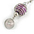 Purple Glass Bead with Wire Element Drop Earrings In Silver Tone - 6cm Long - view 5