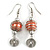 Orange Glass Bead with Wire Element Drop Earrings In Silver Tone - 6cm Long - view 4