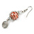 Orange Glass Bead with Wire Element Drop Earrings In Silver Tone - 6cm Long - view 5