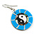 Round Blue Shell Yin Yang Drop Earrings - 45mm Long - view 5
