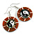 Round Rusty Orange Shell Yin Yang Drop Earrings - 45mm Long - view 2