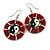 Round Red Shell Yin Yang Drop Earrings - 45mm Long - view 4