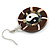 Round Brown Shell Yin Yang Drop Earrings - 45mm Long - view 6