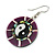 Round Purple Shell Yin Yang Drop Earrings - 45mm Long - view 5