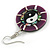 Round Purple Shell Yin Yang Drop Earrings - 45mm Long - view 6