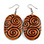 Oval Wood Drop Earrings (Light Brown/ Black) - 70mm Long