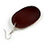 Oval Wood Drop Earrings (Light Brown/ Black) - 70mm Long - view 5