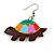 Funky Multicoloured Wood Turtle Drop Earrings - 50mm Long - view 4
