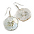 Mother of Pearl Floral Drop Earrings In Silver Tone - 50mm Long - view 1