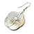 Mother of Pearl Floral Drop Earrings In Silver Tone - 50mm Long - view 5