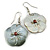 Mother of Pearl Floral Drop Earrings In Silver Tone - 50mm Long - view 4