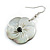 Mother of Pearl Floral Drop Earrings In Silver Tone - 50mm Long - view 5