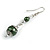 Forest Green Glass Bead with Wire Drop Earrings In Silver Tone - 6cm Long - view 5