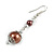 Chocolate Brown Glass Bead with Wire Drop Earrings In Silver Tone - 6cm Long - view 4