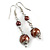 Chocolate Brown Glass Bead with Wire Drop Earrings In Silver Tone - 6cm Long - view 6