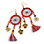 Multicoloured Cotton Cord Dream Catcher Dangle Earrings in Gold Tone - 11cm Long - view 3