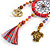 Multicoloured Cotton Cord Dream Catcher Dangle Earrings in Gold Tone - 11cm Long - view 6