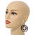 Brown Wood Hoop Earrings with Shell Element - 70mm Long - view 2