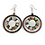Brown Wood Hoop Earrings with Shell Element - 70mm Long - view 4