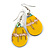 Teardrop Yellow Shell Drop Earrings - 55mm Long - view 2