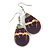 Teardrop Purple Shell Drop Earrings - 55mm Long - view 4