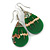 Teardrop Green Shell Drop Earrings - 55mm Long - view 4