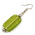 Lime Green Glass Square Drop Earrings In Silver Tone - 55mm L - view 6