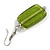 Lime Green Glass Square Drop Earrings In Silver Tone - 55mm L - view 4