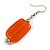 Orange Glass Square Drop Earrings In Silver Tone - 55mm L - view 5
