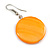 Orange Shell Coin Drop Earrings In Silver Finish - 45mm Long - view 5