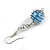 Silver Tone Blue Faux Pearl Drop Earrings - 5cm Long - view 5