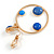 Blue Enamel Dot Circle/ Hoop Drop Clip-On Earrings In Gold Tone - 40mm Long - view 5