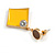 Brown/ Yellow Enamel Square Drop Earrings In Gold Tone - 40mm Long - view 6