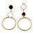 Black/ White Enamel Assymetric Circle Clip-On Earrings In Gold Tone Metal - 60mm L