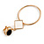 Black/ White Enamel Assymetric Circle Clip-On Earrings In Gold Tone Metal - 60mm L - view 5