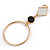 Black/ White Enamel Assymetric Circle Clip-On Earrings In Gold Tone Metal - 60mm L - view 6