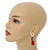 Brushed Gold, Red Square Dangle Drop Earrings - 50mm Long - view 2