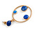 Blue Enamel Dot Circle/ Hoop Drop Earrings In Gold Tone - 40mm Long - view 4