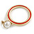 Gold Tone Hoop Earrings with Red Enamel and White Faux Pearl Bead - 50mm Long - view 4
