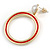 Gold Tone Hoop Earrings with Red Enamel and White Faux Pearl Bead - 50mm Long - view 5