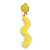 Neon Yellow Enamel Wavy Drop Earrings In Gold Tone - 55mm Long - view 5