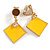 Brown/ Yellow Enamel Square Clip-On Earrings In Gold Tone - 40mm Long - view 3
