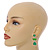 Grass Green/ Lime Green Enamel Geometric Drop Earrings In Silver Tone - 40mm Long - view 2