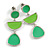 Grass Green/ Lime Green Enamel Geometric Drop Earrings In Silver Tone - 40mm Long - view 3