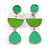 Grass Green/ Lime Green Enamel Geometric Clip-On Earrings In Silver Tone - 40mm Long - view 3