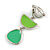 Grass Green/ Lime Green Enamel Geometric Clip-On Earrings In Silver Tone - 40mm Long - view 4