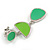 Grass Green/ Lime Green Enamel Geometric Clip-On Earrings In Silver Tone - 40mm Long - view 5