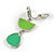 Grass Green/ Lime Green Enamel Geometric Clip-On Earrings In Silver Tone - 40mm Long - view 7