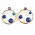 Gold Tone Hoop Front Back Earrings with Blue Enamel Disk - 30mm Diameter - view 3